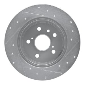Lexus RX300 Brake Rotor (1) - Rear Left - R1 Concepts - Drilled & Slotted - Silver - `99-`03